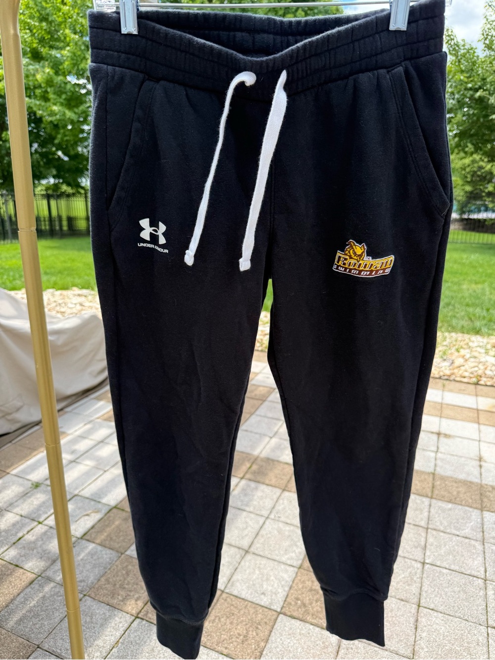 Under Armour Black Jogger Sweatpants with White Drawstrings & Logo Patch